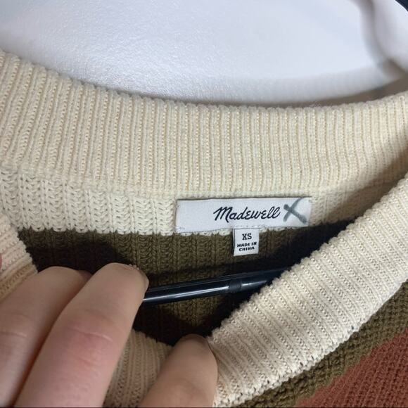Madewell Multicolor Stripe Knit Patch Pocket Sweater Size XS - Picture 9 of 9